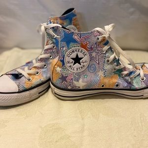 Color full zentangle high top converse